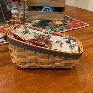 Longaberger Basket with Festive Floral Liner and Protector